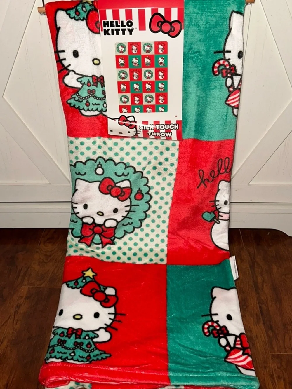 Hello Kitty Holiday Checkered Silk Touch Throw Blanket